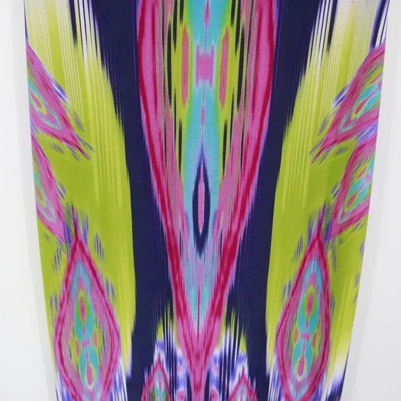 Chico's Maxi Dress Womens XL Blue Boho Vibrant Resortwear Eclectic Bold Artistic - Picture 9 of 16